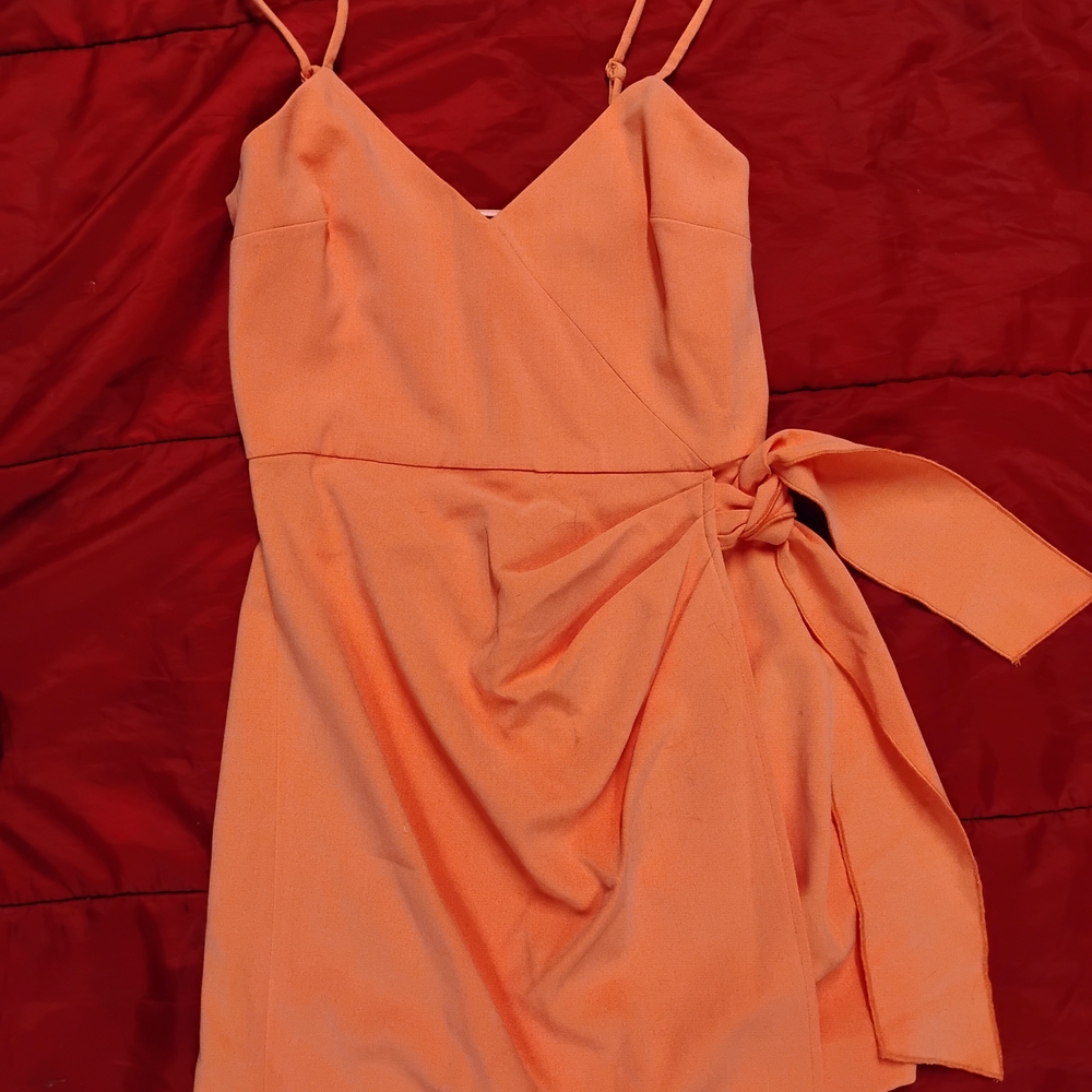 Chic Orange Wrap Mini Dress